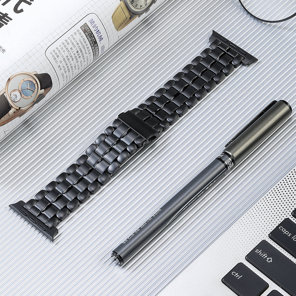 For Apple Watch Series 9 8 7 41mm 6 5 4 SE SE (2022) SE (2023) 40mm 3 2 1 38mm Replacement Watch Band 5 Beads Titanium Steel Strap For Apple Watch Series 9 8 7 41mm 6 5 4 SE SE (2022) SE (2023) 40mm 3 2 1 38mm Replacement Watch Band 5 Beads Titanium Steel Strap